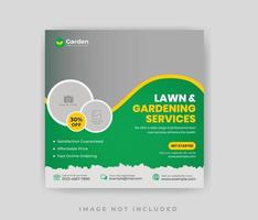 Lawn garden care service social media post and web Banner template vector