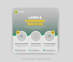 Lawn garden care service social media post and web banner template vector