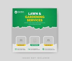 Lawn and garden care maintenance social media post design template vector