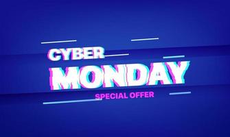 Cyber monday banner. Glitch effect vector