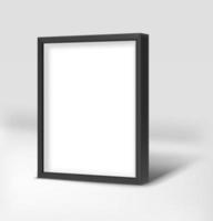 Black elegant modern photo frame in interior. Layered vector mockup