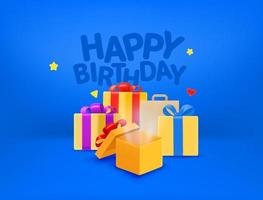 Happy birthday greeting card with gift boxes vector