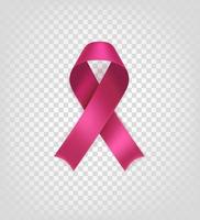 Pink ribbon isolated on transparent background. Breast cancer awareness month concept vector