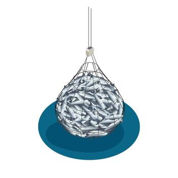 Loaded Fish Net Composition vector