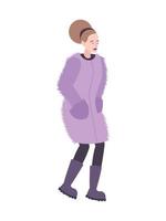 Woman Purple Coat Composition vector