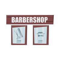 Barbershop Signboard Flat Composition vector