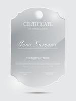 Certificate frame background with glass material vector