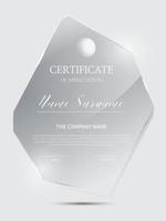 Certificate frame background with glass material vector