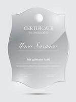 Certificate frame background with glass material vector