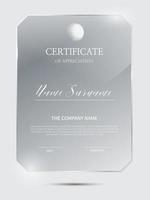 Certificate frame background with glass material vector