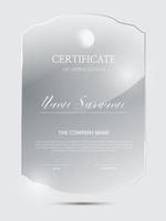 Certificate frame background with glass material vector