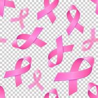 patrón sin costuras con cintas rosa realistas. símbolo de concienciación sobre el cáncer de mama en octubre. plantilla para banner, cartel, invitación, flyer. ilustración vectorial. vector