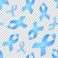 Flying blue ribbons. Prostate cancer awareness symbol. Vector seamless pattern for banner, poster, card. Editable vector illustration.