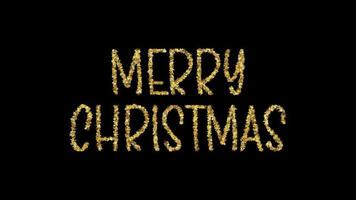 Merry Christmas gold calligraphy lettering glitter light on black background. 3D Illustration isolated using alpha channel Quick time Prores 4444 encode. video