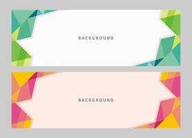 Set of horizontal low poly green and pink modern background vector