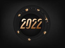 feliz nueva tarjeta 2022 con elementos dorados vector