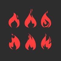 Red flame icons vector collection