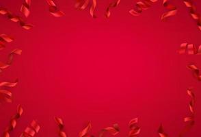 Abstract red background with silk ribbons vector