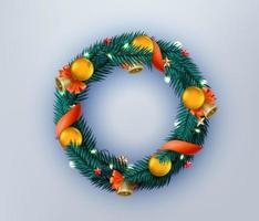 Christmas wreath Merry Christmas and Happy new year greeting card template vector