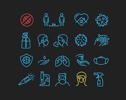 Coronavirus protection icons vector set