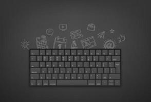 Modern keyboard with doodling elements. Doing business concept vector