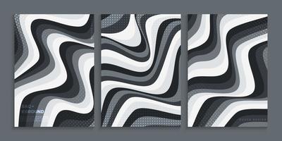 Cover design collection with wavy shapes in gray gradient vector