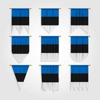 Bandera de Estonia en diferentes formas, bandera de Estonia en varias formas vector