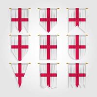 bandera de inglaterra en diferentes formas, bandera de inglaterra en varias formas vector