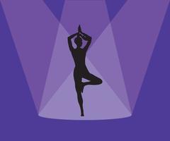 the silhouette of a girl who does yoga vector
