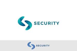 Letter S 3d blue color modern security logo vector
