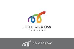 Colourful ribbon upper growing arrow technological modern logo vector