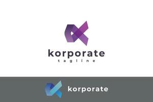Letter k creative 3d purple colour arrow modern business logo