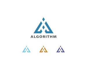 Letter A blue colour creative triangle technological arrow corporate logo vector