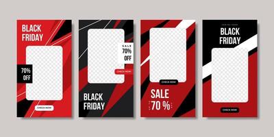 Black friday sale social media stories banner design. Vector illustration.