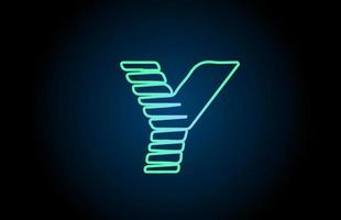 Línea y verde azul alfabeto letra logo icono. alambre incandescente para el diseño de empresas y negocios vector