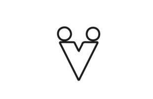icono del logotipo de la letra del alfabeto v con la línea. Diseño en blanco y negro para empresa y negocio. vector