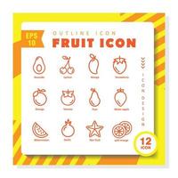 Set of outline icons mixed about fruit. DSet of outline icons mixed about fruit. Design trendy. Editable vectoresign trendy. Editable vector