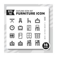 conjunto de iconos de contorno sobre muebles. vector editable