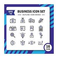 Set of outline icons mixed about bussines. Design trendy. Editable vector