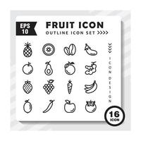 conjunto de iconos de contorno de conjunto de frutas y verduras. trazo vectorial editable vector