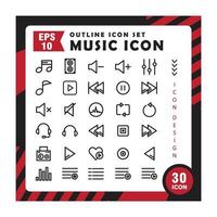 conjunto de iconos de contorno sobre música. diseño de moda. vector editable
