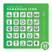 Set of outline icon about ramadan kareem. Design trendy. Editable vector