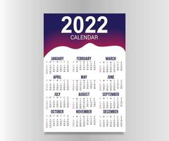 New Year calendar 2022 template design Set of 12 Months vector