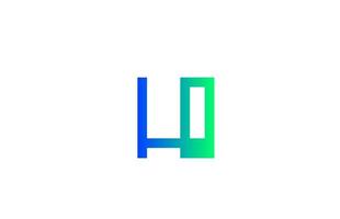 green blue H alphabet letter logo icon. Line design for company and business identity vector