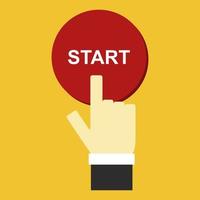 Hand click start button vector