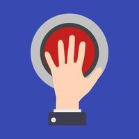 Hand pushing big button vector