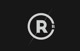 icono del logotipo de la letra del alfabeto r. diseño de círculo y línea simple en blanco y negro para la identidad de la empresa vector