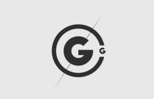 black white alphabet G letter logo icon. Simple line and circle design for company corporate vector