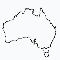 Doodle dibujo a mano alzada del mapa de Australia.