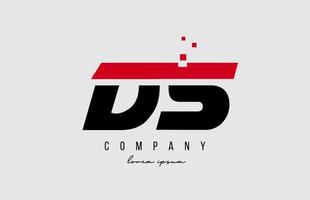 ds d s alphabet letter logo combination in red and black color. Creative icon design for company and business vector